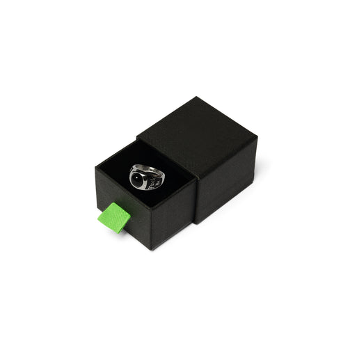 Huf Onyx Signet Bague - Silver