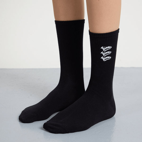 Bisous Gianni Embroidery Socks - Black / White - Streetart.fr