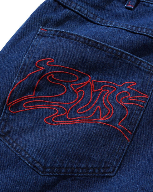 Butter Drummer Baggy Denim Shorts - Raw Dark Indigo - Streetart.fr