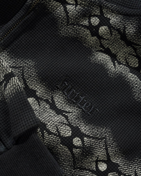 Butter Faded Waffle Zip-Thru Hood - Washed Black - Streetart.fr