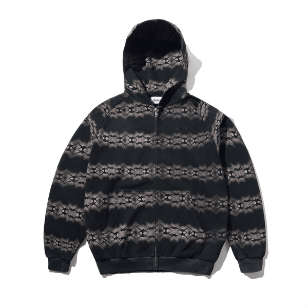 Butter Faded Waffle Zip-Thru Hood - Washed Black - Streetart.fr