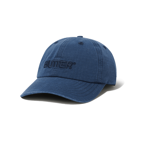 Butter Ripstop Rounded Logo 6 Panel Cap - Washed Navy - Streetart.fr
