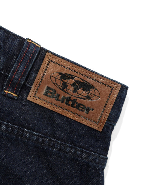 Butter Serif Baggy Denim Jeans - Worn Dark Indigo - Streetart.fr