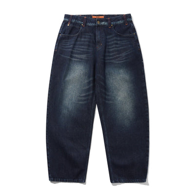 Butter Serif Baggy Denim Jeans - Worn Dark Indigo - Streetart.fr