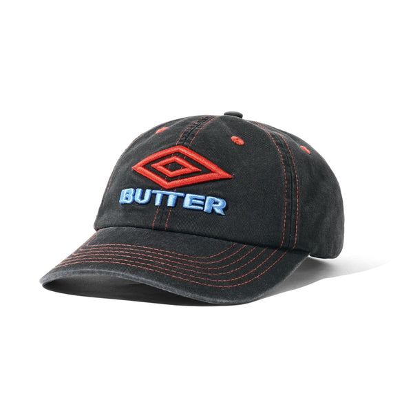 Butter X Umbro Diamond Logo 6 Panel Cap - Washed Black - Streetart.fr