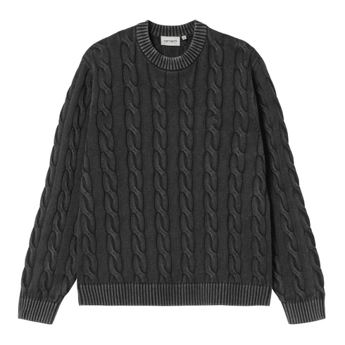 Carhartt WIP Carter Sweat - Black Garment Dyed - Streetart.fr