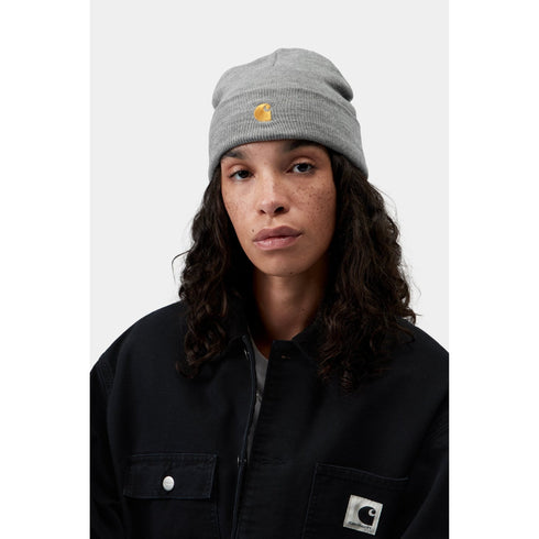 Carhartt WIP Chase Beanie - Grey Heather / Gold - Streetart.fr