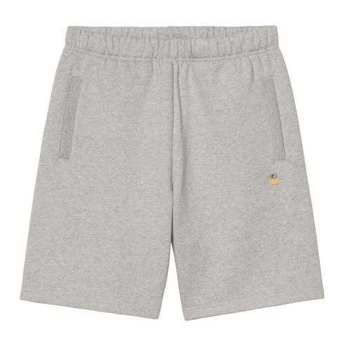Carhartt WIP Chase Sweat Short - Grey Heather / Gold - Streetart.fr