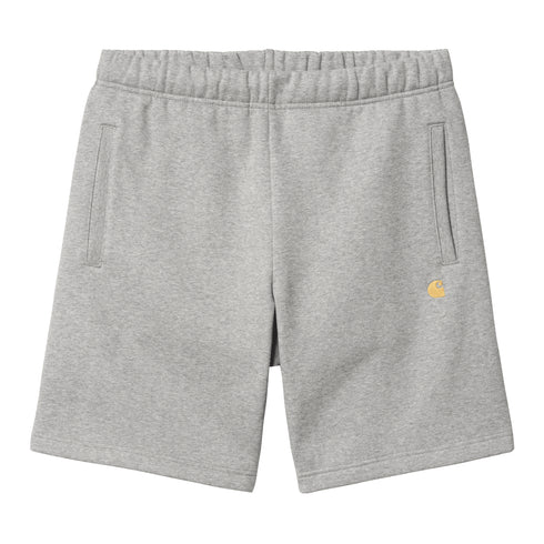 Carhartt WIP Chase Sweat Short - Grey Heather / Gold - Streetart.fr