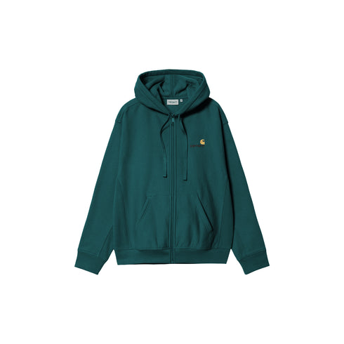 Carhartt WIP Hooded American Script Jacket Sweat - Malachite - Streetart.fr