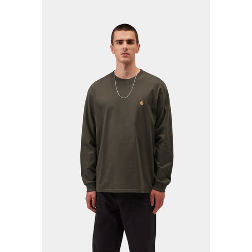 Carhartt Wip L/S Chase T-Shirt - Shungite / Gold - I026392_3X9_XX