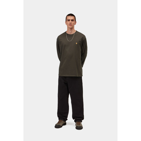 Carhartt Wip L/S Chase T-Shirt - Shungite / Gold - I026392_3X9_XX