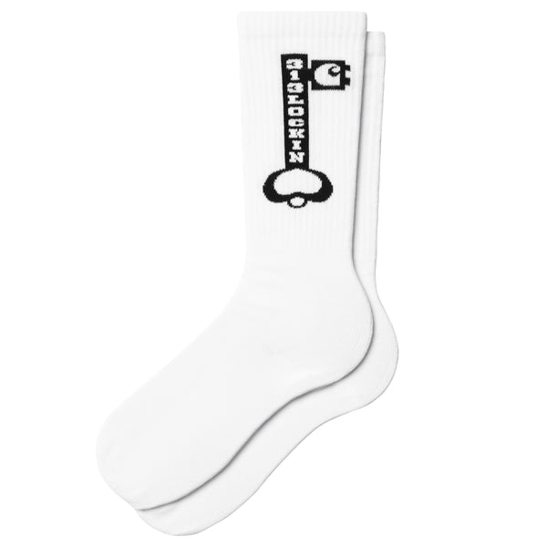 Carhartt WIP Locked Socks - White / Black - Streetart.fr