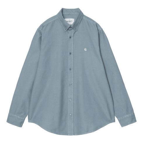 Carhartt WIP L/S Bolton Shirt Chemise - Velvet Blue Garment Dyed - Streetart.fr