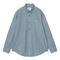 Carhartt WIP L/S Bolton Shirt Chemise - Velvet Blue Garment Dyed - Streetart.fr