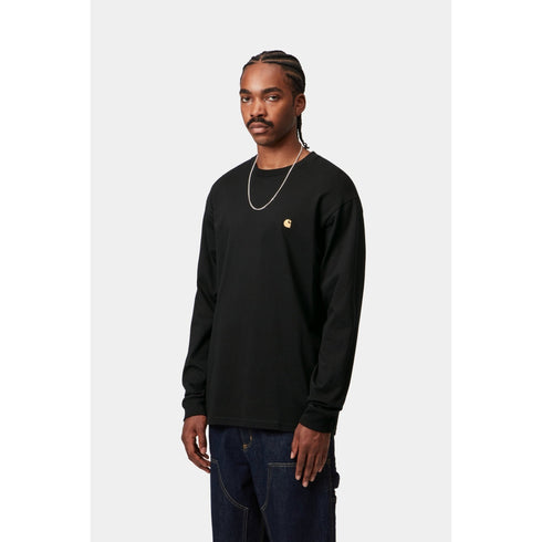 Carhartt WIP L/S Chase T-Shirt - Black / Gold - Streetart.fr