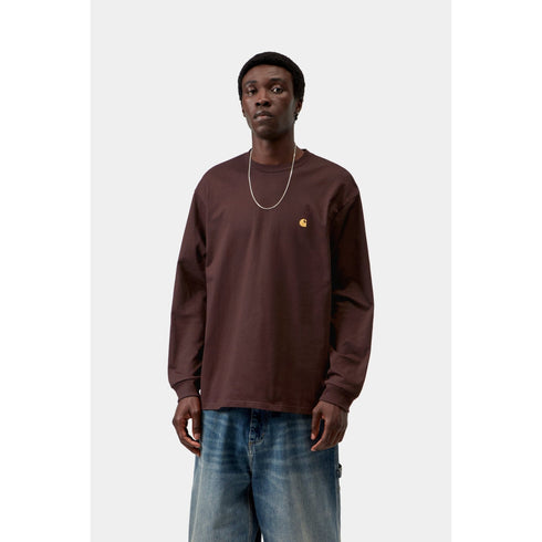 Carhartt Wip L/S Chase T-Shirt - Palisander / Gold - Streetart.fr