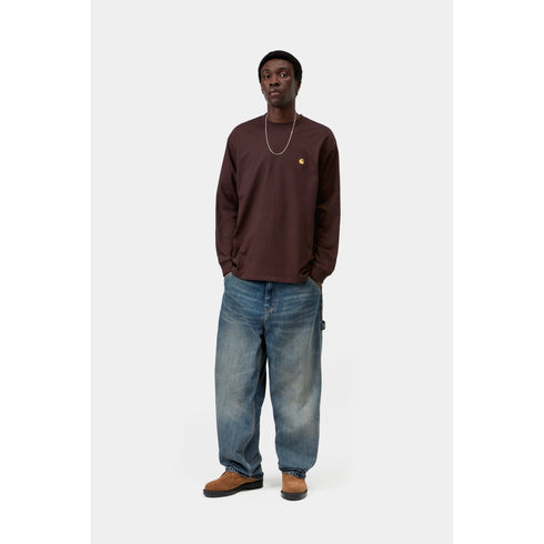 Carhartt Wip L/S Chase T-Shirt - Palisander / Gold - Streetart.fr