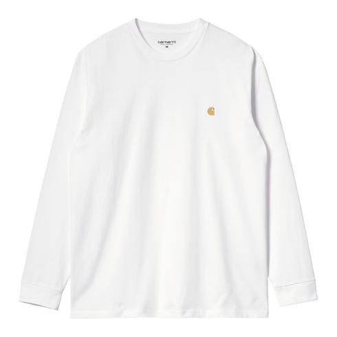 Carhartt WIP L/S Chase - White / Gold - Streetart.fr