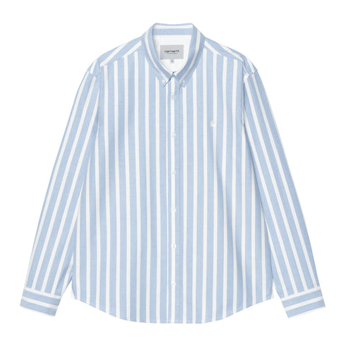 Carhartt WIP L/S Deven Shirt Chemise - Deven Stripe Bleach / White - Streetart.fr