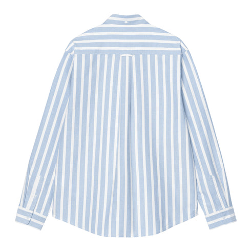 Carhartt WIP L/S Deven Shirt Chemise - Deven Stripe Bleach / White - Streetart.fr