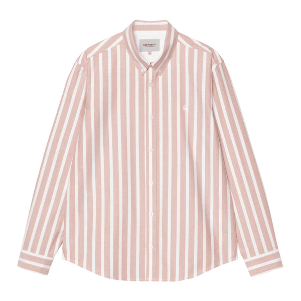 Carhartt WIP L/S Deven Shirt Chemise - Deven Stripe Oxide Red - Streetart.fr