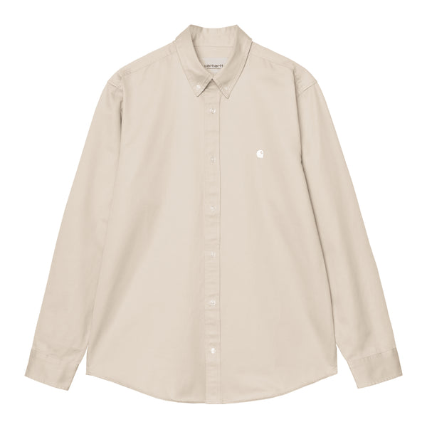 Carhartt WIP L/S Madison Shirt Chemise - Stone / White - Streetart.fr