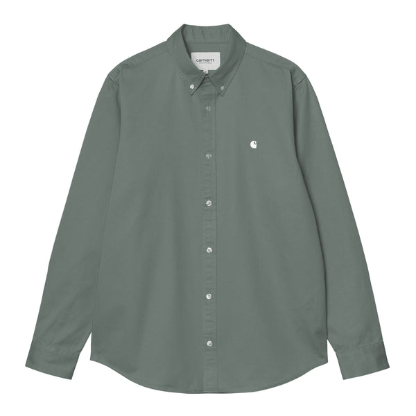 Carhartt WIP L/S Madison Shirt Chemise - Vevlet Green / White - Streetart.fr