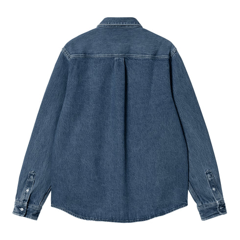 Carhartt WIP L/S Weldon Shirt Chemise Blue Heavy Stone Wash - Streetart.fr