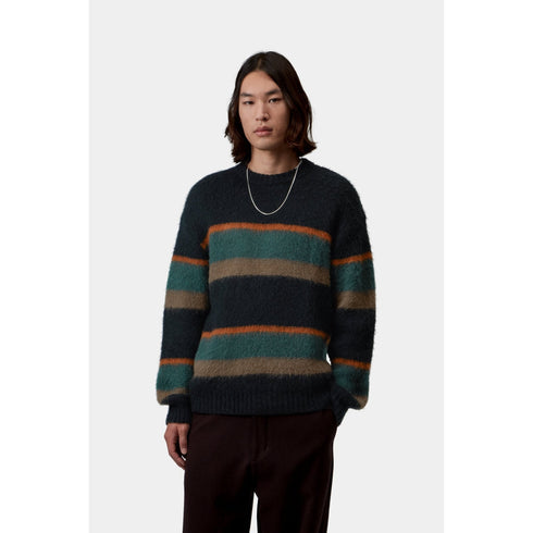 Carhartt WIP Merton Sweater - Sundling Stripes / Dark Scarab - Streetart.fr