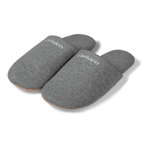 Carhartt WIP Script Embroidery Slippers Dark Grey Heather - Streetart.fr