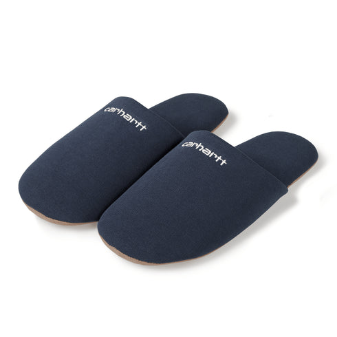 Carhartt WIP Script Embroidery - Slippers Enzian / White - Streetart.fr