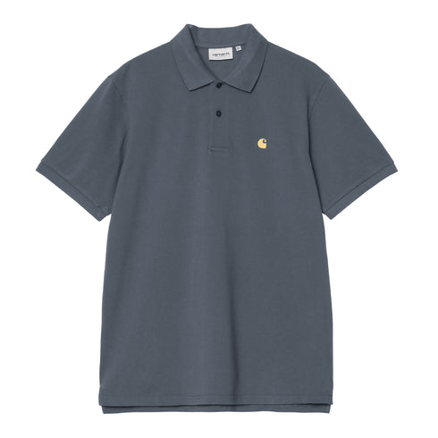 Carhartt WIP S/S Chase Pique - Cozy Blue / Gold - Streetart.fr