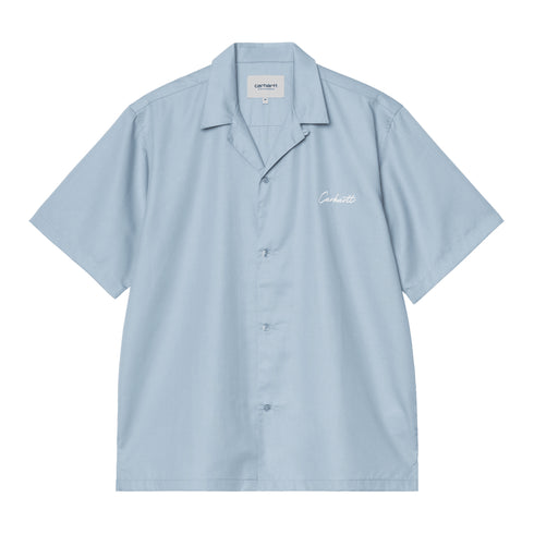 Carhartt WIP S/S Delray Shirt - Frosted Blue / White - Streetart.fr
