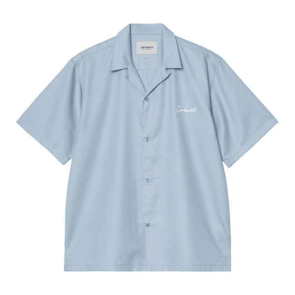 Carhartt WIP S/S Delray Shirt - Frosted Blue / White - Streetart.fr
