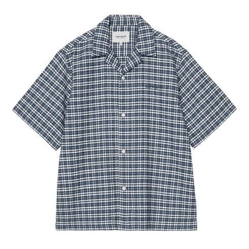 Carhartt WIP S/S Kander Shirt Waffle - Kander Check / Blue River - Streetart.fr