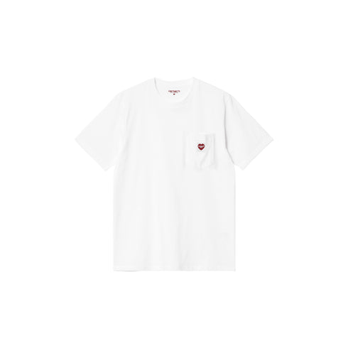 Carhartt WIP S/S Pocket Heart - White / Red - Streetart.fr