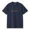 Carhartt WIP S/S Script Air - Force Blue / Malbec - Streetart.fr