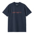 Carhartt WIP S/S Script Air - Force Blue / Malbec - Streetart.fr
