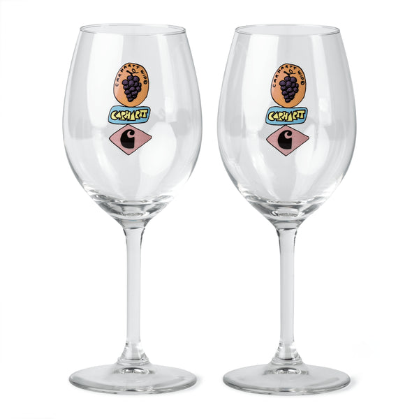 Carhartt WIP Stacked Grapes Wine Glass Set - Clear — décoration