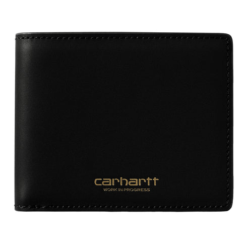 Carhartt WIP Vegas Billfold Wallet - Leather Black / Gold - Streetart.fr