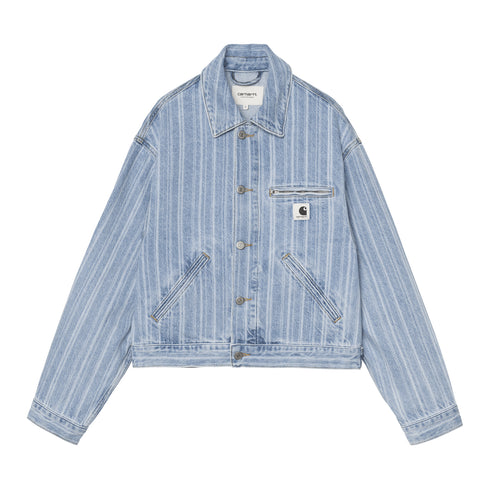 Carhartt WIP W' Rylan Jacket - Raylan Stripe Blue Stone Bleached - Streetart.fr