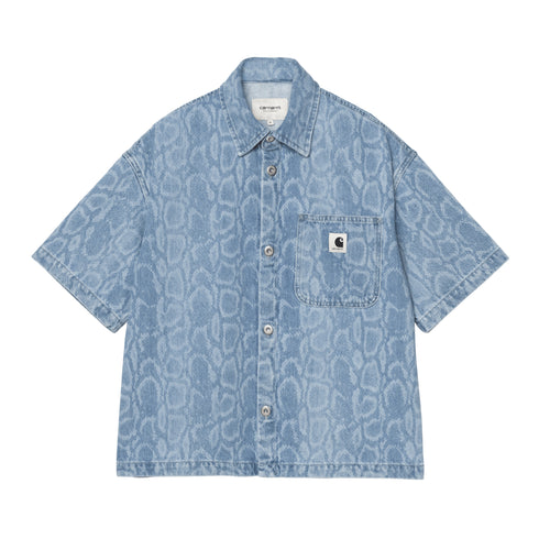 Carhartt WIP W' S/S Snake Lovilia Shirt - Snake Camo Blue Bleached - Streetart.fr