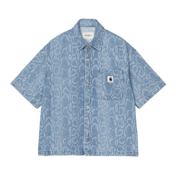 Carhartt WIP W' S/S Snake Lovilia Shirt - Snake Camo Blue Bleached - Streetart.fr
