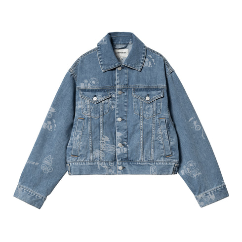 Carhartt WIP W' Stamp Jacket Stamp Print Blue Bleached - Streetart.fr