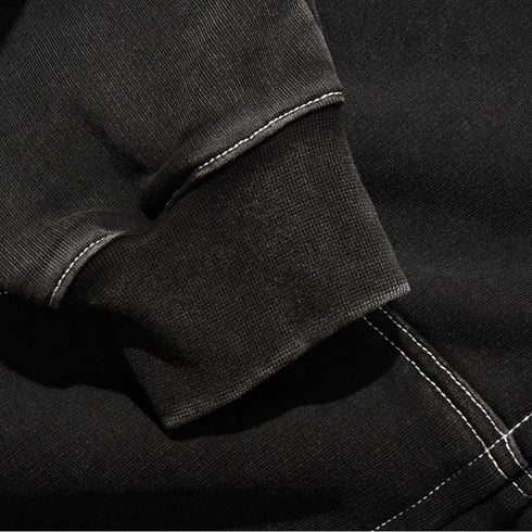 Cash Only Strip Zip-Thru Hood Zip - Washed Black — vue 3
