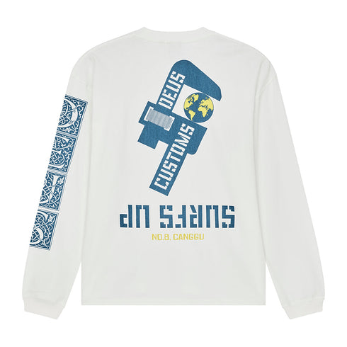 Deus Swell Maps Os Ls T-Shirt - Vintage White - Streetart.fr