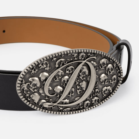 Dime Skull Leather Belt - Black - Streetart.fr