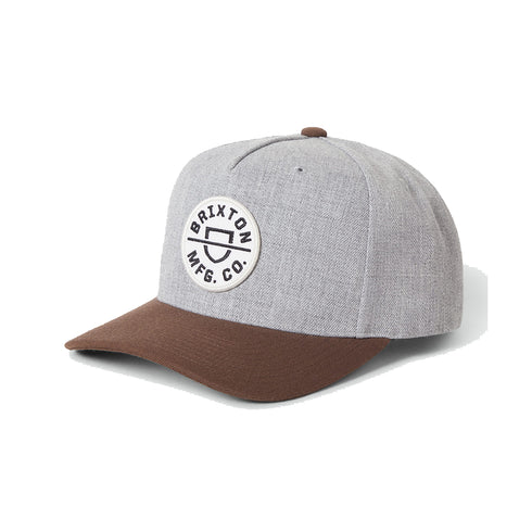 Brixton Crest C Mp Snapback Cap - Heather Grey / Pinecone
