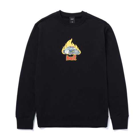 Huf Roasted Sweat Crew Black - Streetart.fr